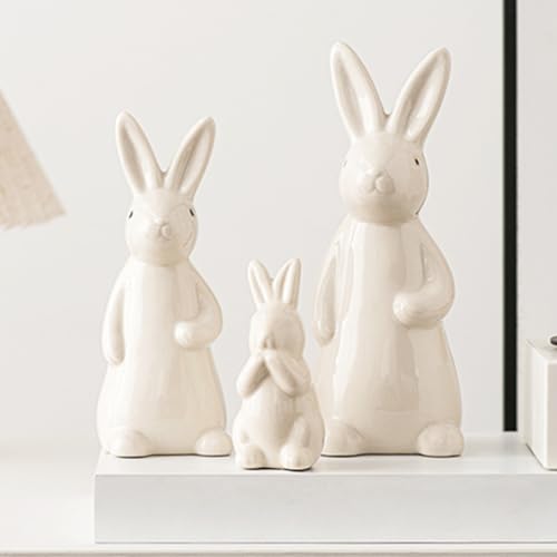 Figura Decorativa Conejo de Cerámica Blanca miniatura 2