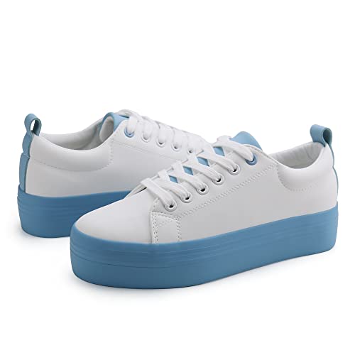 Image of JABASIC Women Lace Up Platform Sneakers Comfortable Casual Fashion Sneaker Walking Shoes