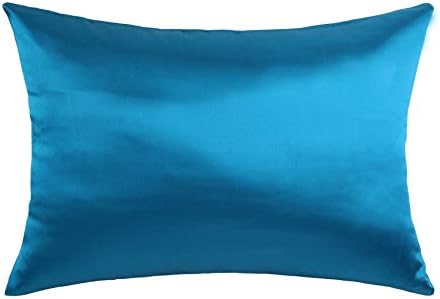Hodeco Nature Silk Pillowcase 20x26 Inches Double Sides 100% Mulberry Silk 19 Momme Thick Silk Pillow Cover for Bed Pillow Sham Cover Standard Size Dark Blue Pillowcase 51x66cm, Peacock Blue 1 Piece