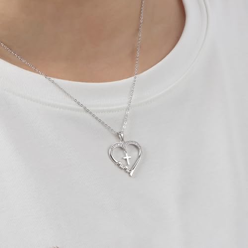 Lcherry Faith Necklace - Heart Cross Necklace for Women, Baptism Religious Gifts for Women Christian Jewelry4