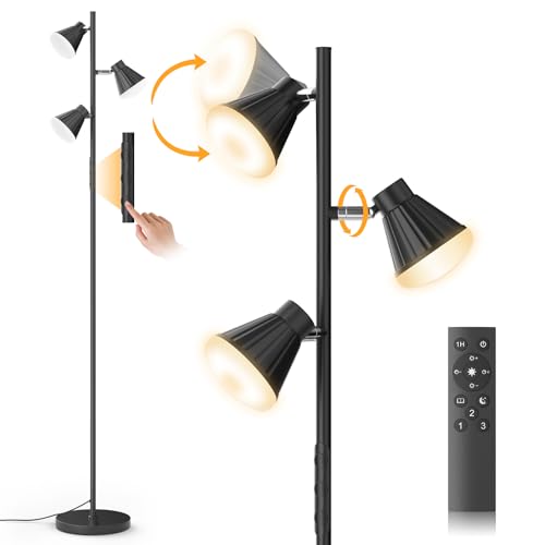 SIBRILLE 36W Lámpara de Pie Salon Regulable, 3000lm Super Luminosa Lampara de Pie LED Moderna con Mando y Control Táctil,...