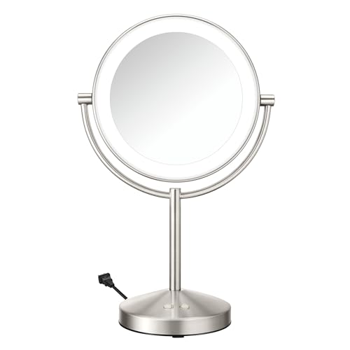 Conair Lighted Makeup Mirror, Double-Sided Vanity Mirror with 1X/10X Magnification, 3 Color Modes...