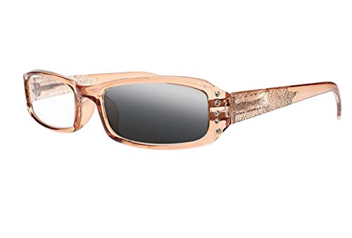 Womens Transition Photochromic Diamonds Flowers Prints Reading Glasses UV400 Sunglasses