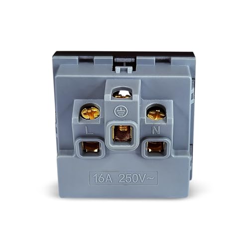 Image of MX 3-Pin Universal Power Socket with Safety Shutter - 13A 125V Modular Socket (45x45 mm) for Home & Office | Universal Plug Compatible