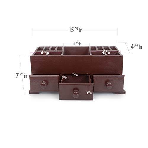 Vanity Drawer Beauty Organizer 3 Drawers - Wooden Cosmetic Storage Box for Neat & Organize Storing of Makeup Tools, Small Accessories at Home & Office Vanities & Bathroom Counter-top (Dark Brown) - Thumbnail 3
