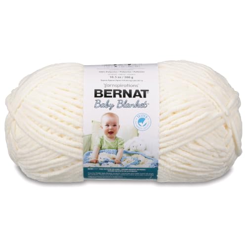 Image of Bernat BABY BLANKET BB Vanilla Yarn - 1 Pack of 10.5oz /300g - Polyester - #6 Super Bulky - 220 Yards - Knitting /Crochet