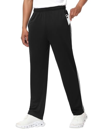 Zoofly Mens Track Pants Athletic Sports Pants Lightweight Breathable Workout Gym Running Sweatpants Black M
