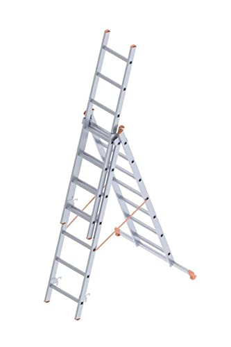 Échelle Transformable 3 Plans Multifonctions 4,90M, 3 x 7 marches en Aluminium antidérapante – EN131 – SARAYLI 7307-A