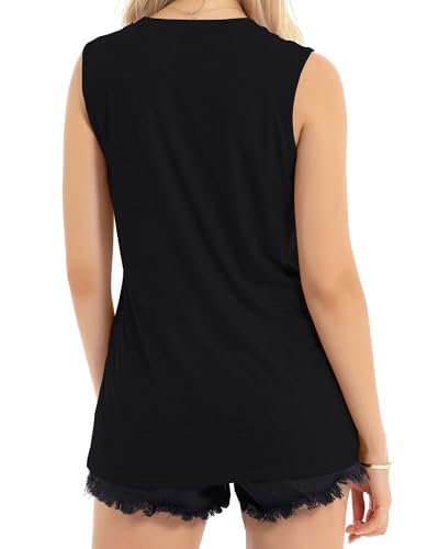 Image of Womens Tank Tops Summer Casual Sleeveless Top Loose Fit Basic Tunic Shirts