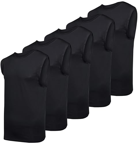 Image of Real Essentials 3 & 5 Pack: Men's Dry-Fit Active Athletic Tech Tank Top - Regular and Big & Tall Sizes (S-5XLT)