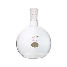 Laboy Glass 1000mL Single Neck Flat Bottom Boiling Flask, Heavy Wall Borosilicate Glass with 24/40 Standard Taper Joint Receiving Flask for Organic Chemistry Distillation