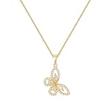 Ayoiow Collar para mujer elegante, diseño de mariposa, colgante de cobre con circonita cúbica dorada