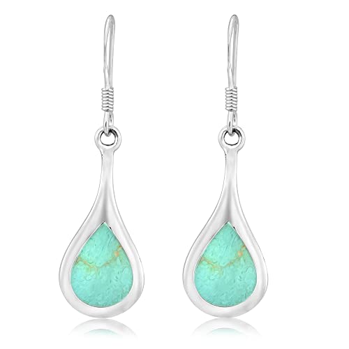 Boucles d'oreilles turquoise en argent 925, le cadeau idéal en forme de goutte
