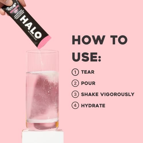 HALO Hydration - Electrolyte Drink Mix | Hydration Powder Packets | Pink Lemonade Flavor – for Sports and Cycling | Easy Open Single Serving Stick | 6 Sticks