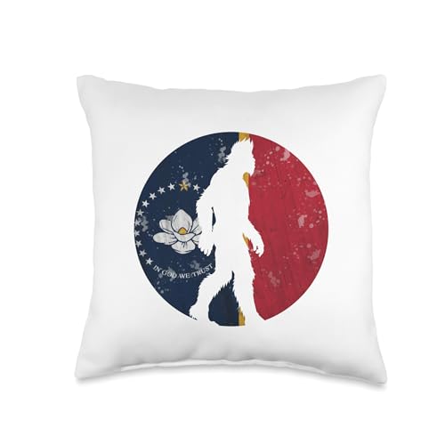 Mississippi Bigfoot cutout from a circle Throw Pillow