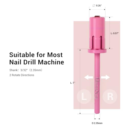 Image of MelodySusie Crystal Top Mandrel Bit for Nails, 3 /32'' Easy Off Nail Drill Bits for Sanding Bands, Suitable for Acrylic Nails Gel Manicures and Pedicures, Pink Blossom