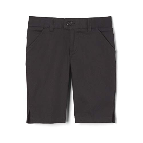 Short Bermuda twill fille noir 5 ans vêtement scolaire coton uni