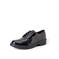 Geox Junior Casey Girls Lace Up School Shoes 5 UK Black Patent