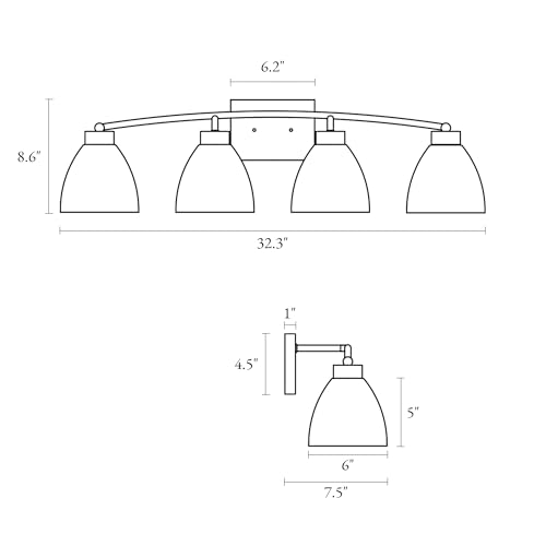Image of KSANA Bathroom Light Fixtures, 4-Light Black and Plating Brass Vanity Lights for Bathroom, 32.3'' Large Modern Bathroom Lighting Lights Over Mirror with Clear Glass Shade