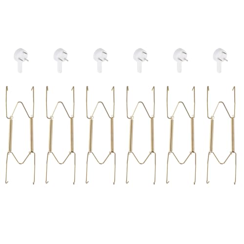 Image of uxcell 6pcs Plate Hanger, 6 Inch Stainless Steel Invisible Wall Plate Hangers with Wall Decorative Hooks and Tip Protector for Decorative Plates and Art