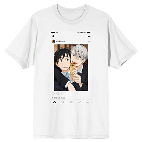 Yuri On Ice Sweet Instagram Screenshot Men’s White T-Shirt-XL