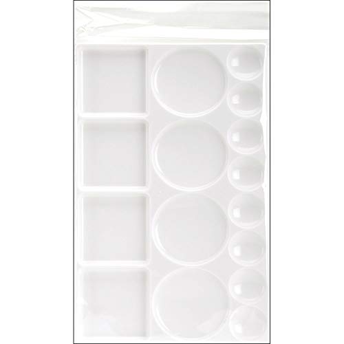 Image of Rectangle Plastic Palette Painting Plate with 16 Well - (White)