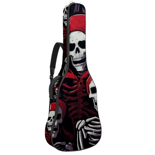 Sac pour guitare basse et acoustique rouge avec poches de rangement et crochet