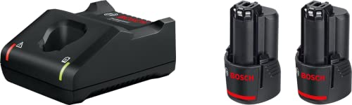 BOSCH 2 X GBA 12V 2.0Ah + GAL 12V-40 Professional Starter Set, Compact Battery & Fast Charger, Compatible with 12V Tools, Wall Mountable, 6 Months Warranty