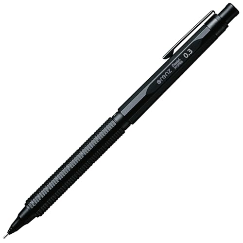Pentel Orenz Nero 0.3 Mm Mechanical Pencil | Retractable Mechanism | Glossy Metallic Barrel With Silver Trim | Pack Of 1 | Black (PP3003A)