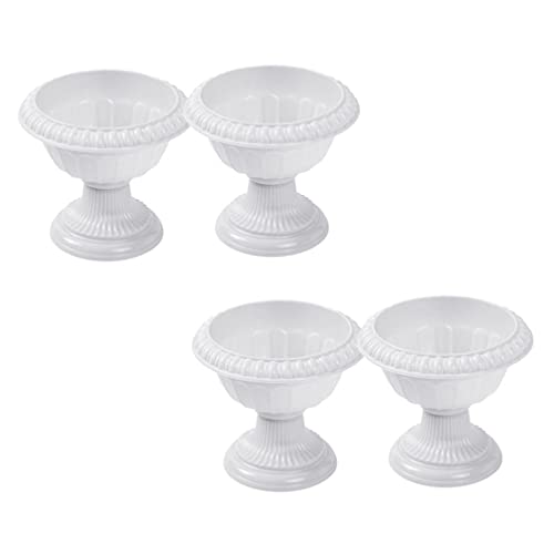 Doitool 4Pcs White Urn Planter Plastic Wedding Flowerpots Creative Flower Pots Decorative Urn Planters For Indoor Outdoor Home Garden Porch Front Door Planters #TOP4