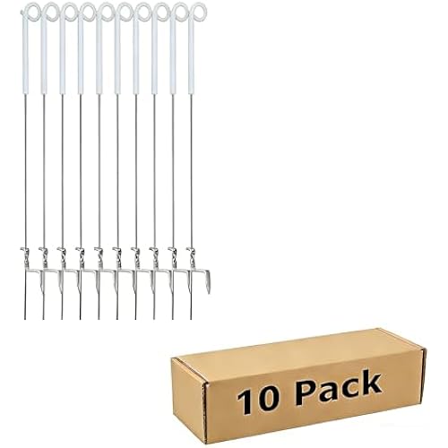 10 Pack 39 Inches White Heavy Duty Step in Fence Post Pig Tail Electric Fencing Post Temporary Metal Fence Stakes for Garden Electric Fencing and Yard Protection