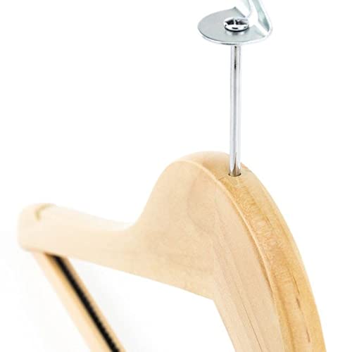 Hangerworld Natural Wooden Hotel Style Security Clothes Hangers - 10 Pack, Metal Anti Theft Ring Lock #TOP2
