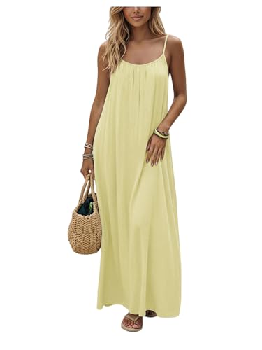 Image of SHENHE Women's Open Back Spaghetti Strap Beach Maxi Dress Loose Flowy Vacation Sundress