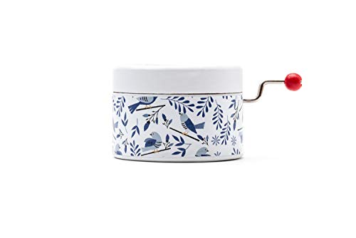 Caja de música manual redonda de pájaros cantores con la melodía Chim Chim Cheree de la película Mary Poppins