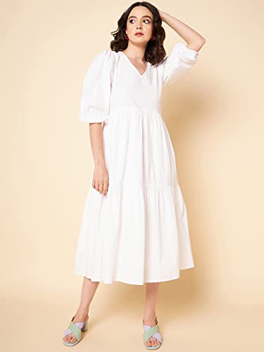 HIGH STAR Women's Cotton Pleated Maxi Casual Dress