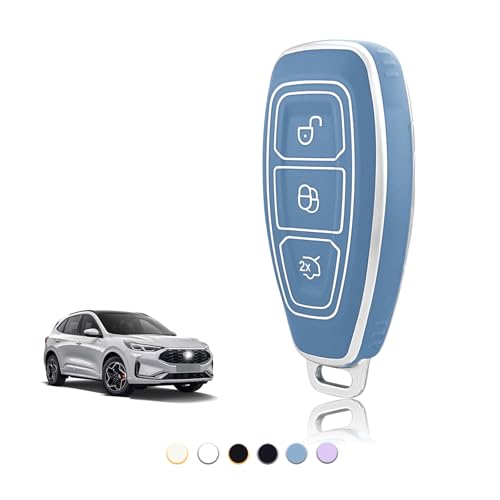 TOOMUME Coque Clé TPU, Etui Clé Étui Clé Adapté pour Ford Kuga Puma Fiesta Focus Ecosport Mondeo Galaxy Edge Grand C-Max B-Max Mk2 Mk3 Mk4, Couvre Clef...