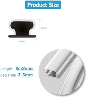 Hejo Door Seal Strip D-Shape, 10mm(W) x 6mm(D) /6m(L) Rubber Weather Stripping, Self-Adhesive Waterproof Draft Excluder Tape for Doors, Easy Cut to Size and Ideal to Seal Gap from 2.5mm to 6mm (White)