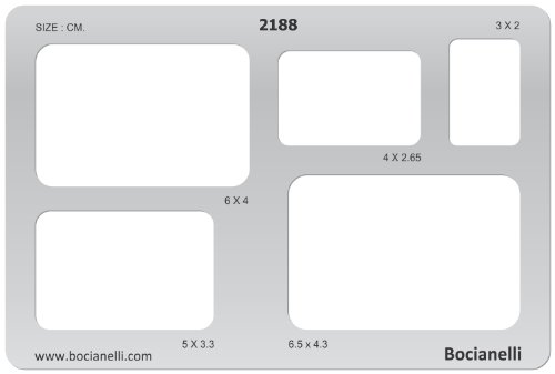15cm x 10cm Normographe Plastique Transparent Trace Gabarit de Dessin Conception Graphique Art Artisanat Fabrication Bijoux Illustration - Rectangles Arrondis