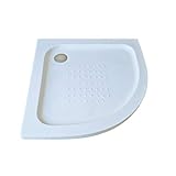 piatto doccia acrilico semicircolare cm. h 5,5x80x80 bianco con piletta cromata