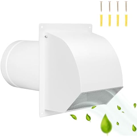 Sidasu 8 Inch Steel Hooded Wall Vent with Screen,Arc-Shaped Wall Vent for Ventilation and Exhaust,Suit for Residential Housing and Industrial Facilities,White Cover