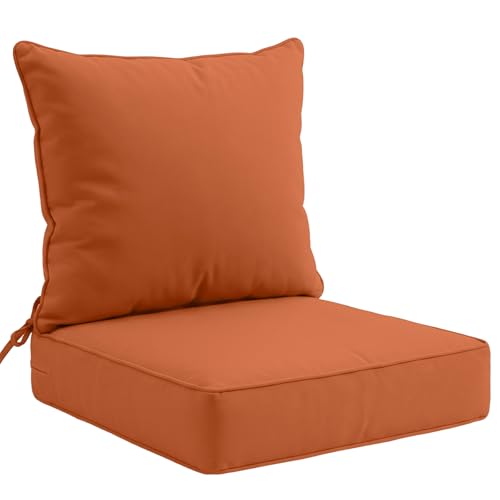 EAGLE PEAK Outdoor Deep Seat Patio Seat Cushion Set, 24 x 24 x 5 inch, 2-Piece Back Chair Cushion, 1 Pack, Burnt Orange