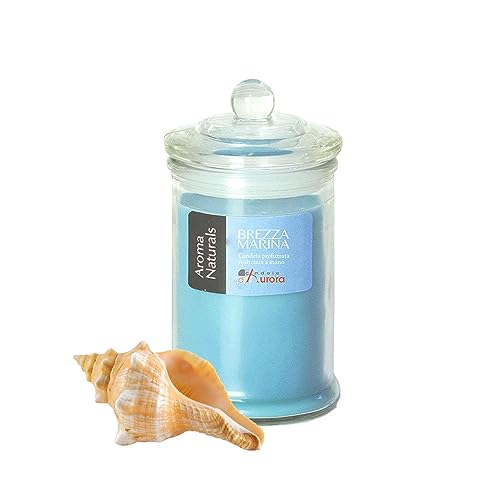 Candele D'Aurora Dafne Candela Profumata in Giara di Vetro, Cera vegetale, Azzurro, 6.1x6.1x11.7 cm