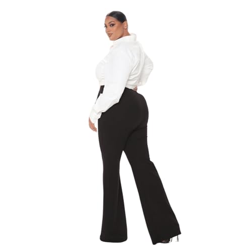 Wide Leg Work Pants for Womens High Waisted Pants Business Office Trousers Straight Leg Pants for Curvy Bottom3