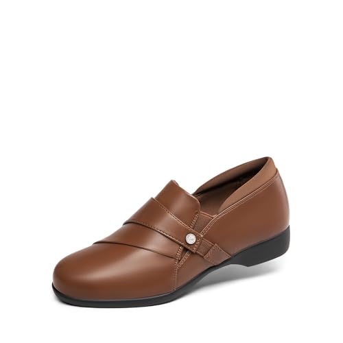 Image of DREAM PAIRS Loafer for Women Slip-on Comfortable Dressy Loafers Business Casual Work Office Loafer Shoes Faux Leather Round Toe with Arch Support