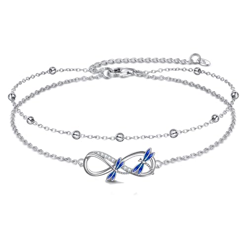 Image of POPLYKE Ladybug /Dragonfly /Bee /Paw Bracelet for Women Sterling SIlver Bracelet /Anklet Jewelry Gift for Women