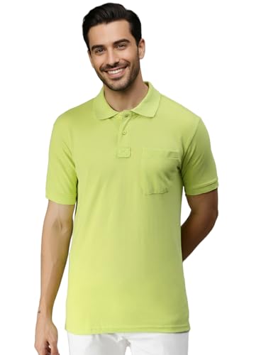 Image of Lux Cozi Men's Polo T-Shirt Regular Fit Half Sleeves with Pocket | Cotton Blend Polo Neck Collar T-Shirt for Men | Casual, Office Comfortable Breathable T-Shirt | Stylish Plain Tee
