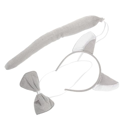 ANDRESLAD オオカミの耳ヘッドバンド付き蝶ネクとしっぽの 子供用動物コスチューム ハロウィンや写真撮影に適したコスプレ小道具 耳としっぽのみ合わせ