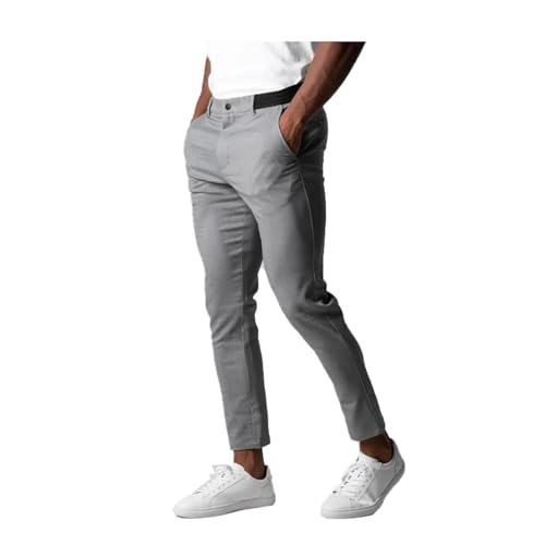Active Chinos, Mens Slim Fit Stretch Skinny Tapered Dress Pants Casual Solid Trousers, Active Chinos Pants Men