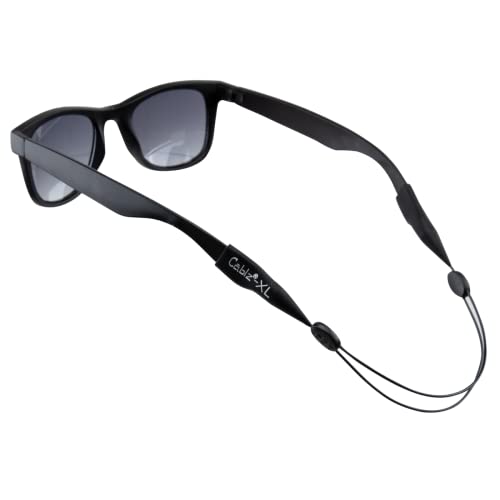 Cablz Monoz Adjustable Eyewear Retainer | Monofilament-Like Line, Adjustable, Off-The-Neck Eyewear Retainer Strap, 14In (Black Xl Tip) #TOP1