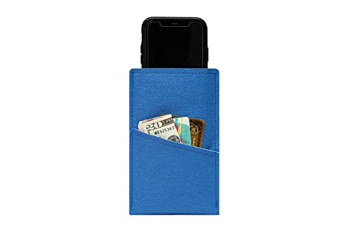 Handmade Felt Sleeve - Custom Pouch for iPhone with Cover, Blue & Cream, Compatible with iPhone 16 Pro, 15 Pro, 14 Pro, 13 Pro, 12 Pro (Fits with Case)